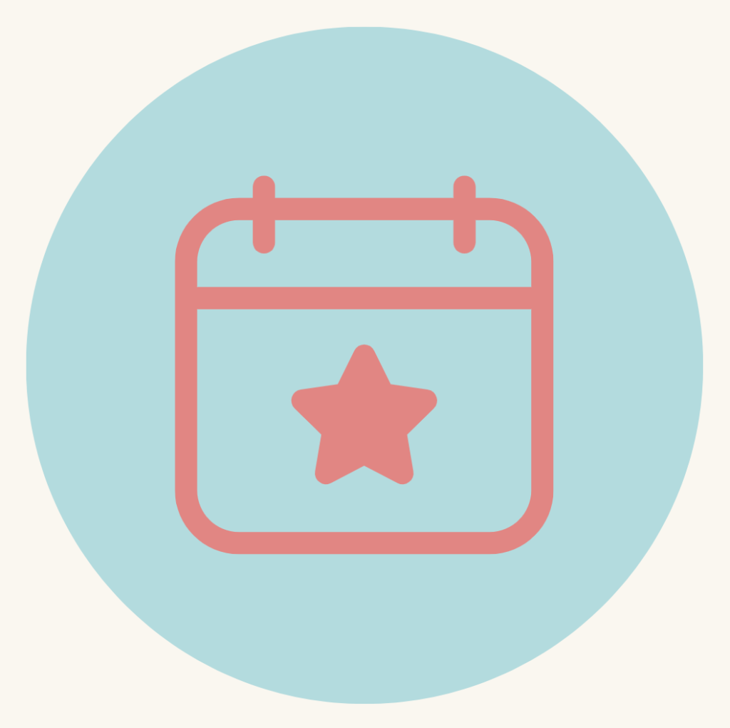 Blue circle with red event icon inside it