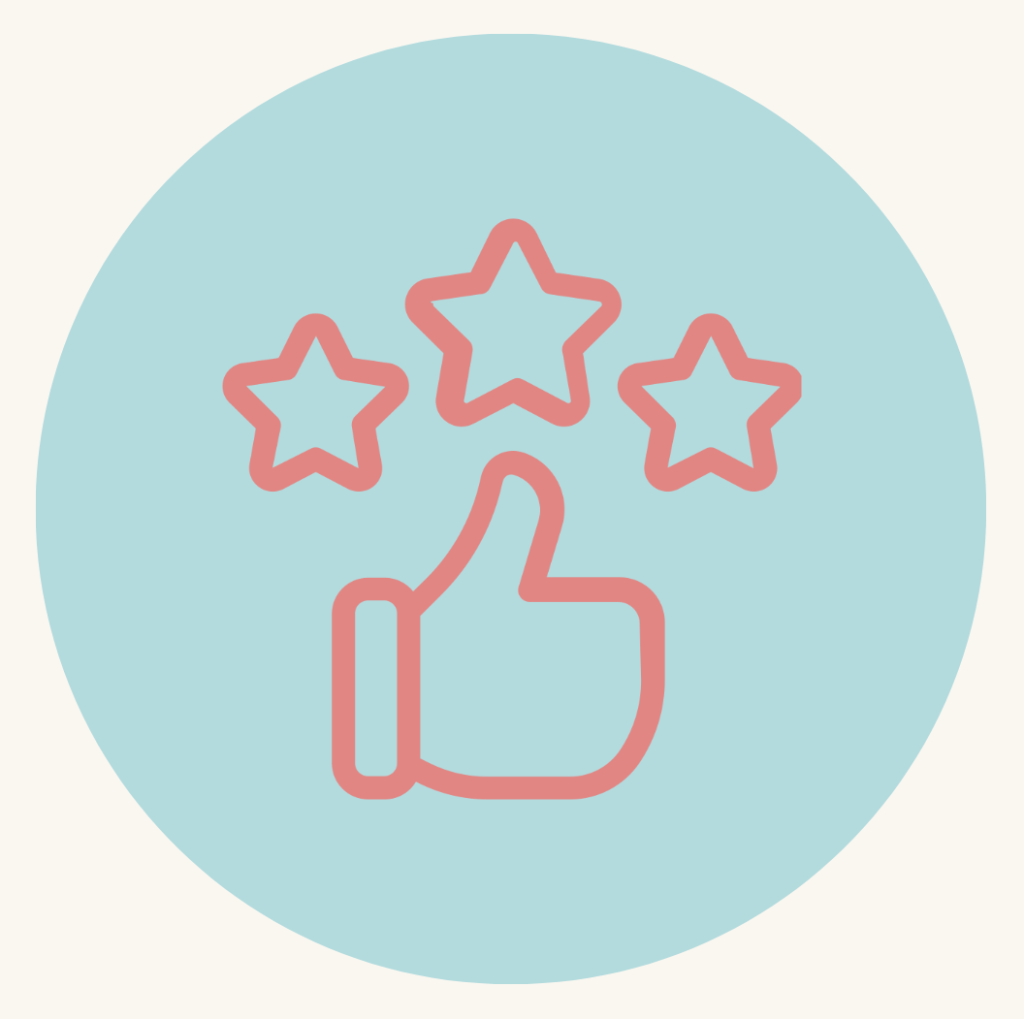 Blue circle with red feedback icon inside it